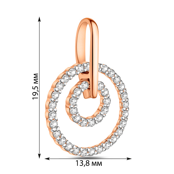 Кулон из красного золота с фианитами (арт. 440441) – изображение 3