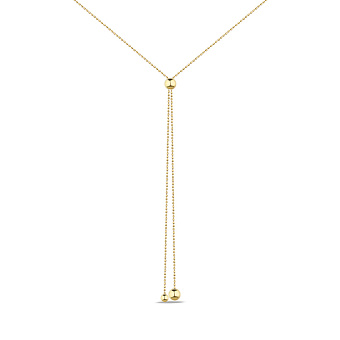 Серебряное колье-галстук с шариками и желтым родированием (арт. 7507/2250ж)