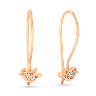 Золотые серьги  "Птица" с фианитами  (арт. 110054)