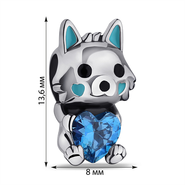 Срібний шарм Котик з емаллю та альпінітом  (арт. 7903/4250аг) – зображення 2