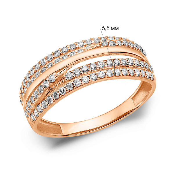 Золота каблучка з доріжками з діамантів (арт. К011230050) – зображення 4