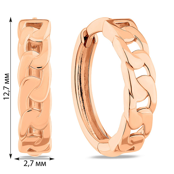 Серьги-кольца из красного золота Звенья без камней (арт. 110703) – изображение 2