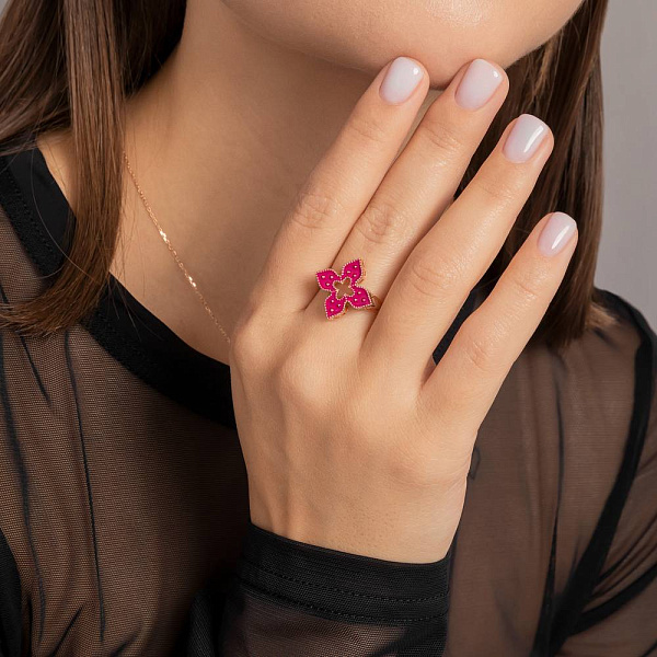 Золота каблучка Конюшина з емаллю (арт. 156531/15емлн) – зображення 2