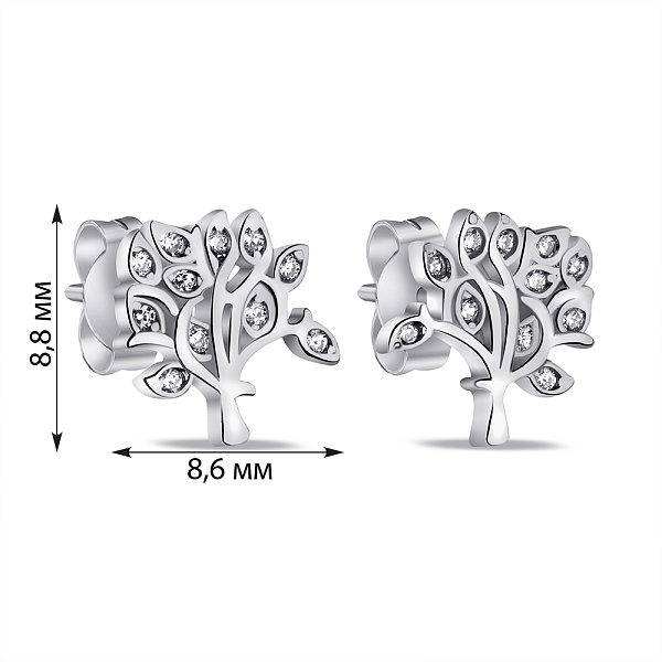 Срібні сережки-пусети Дерево життя (арт. 7518/7001) – зображення 2