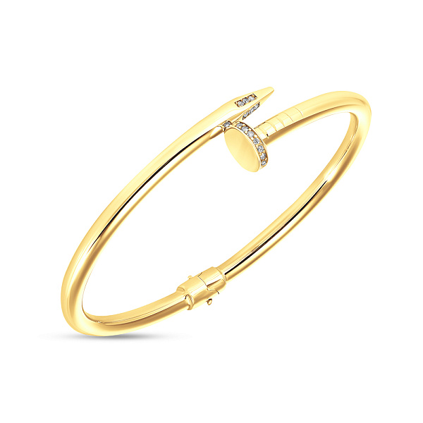 Браслет «Гвоздь» из желтого золота с фианитами (арт. 324859ж) – изображение 1