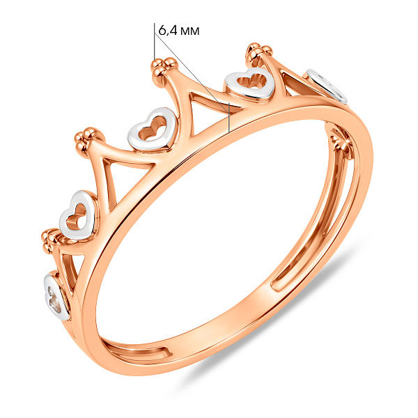 Кольцо Корона из комбинированного золота (арт. 140815) – изображение 3