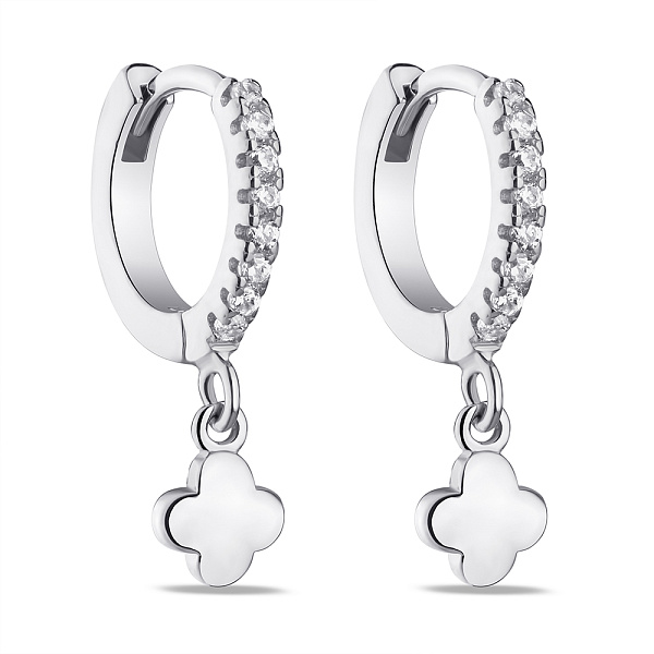 Серьги-кольца из серебра с подвесками (арт. 7502/4907/10) – изображение 1