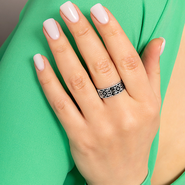 Серебряное кольцо Орнамент с эмалью (арт. 7501/240ечкю) – изображение 2