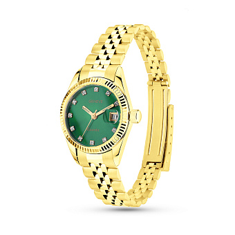 Часы из желтого золота с фианитами (арт. 260243жз)