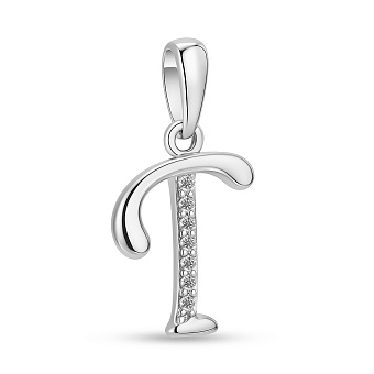 Срібний кулон Літера Т з фіанітами (арт. 7503/4378)
