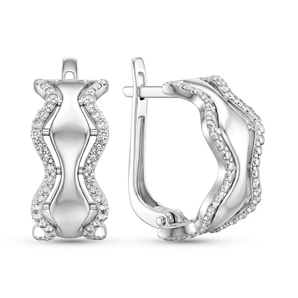 Сережки з фіанітами з білого золота (арт. 115000б) – зображення 1