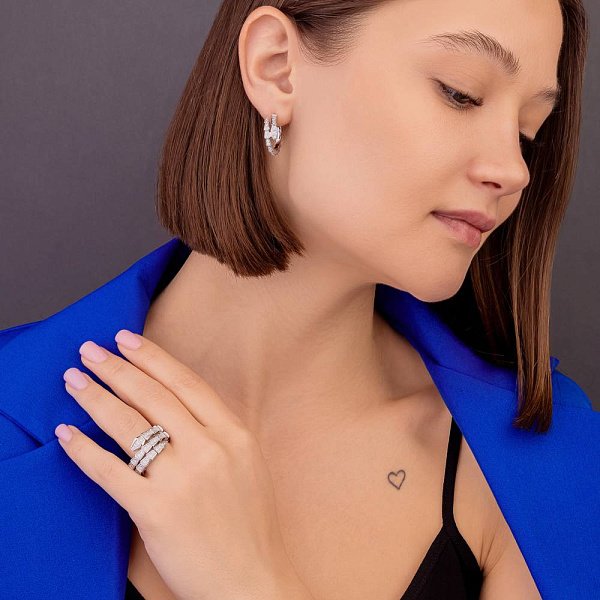 Серьги-кольца серебряные с фианитами (арт. 7502/4700) – изображение 3