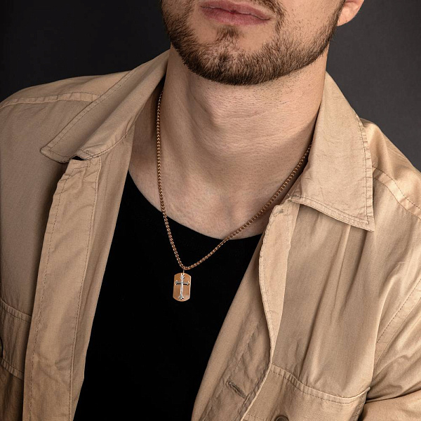 Религиозный подвес из красного и белого золота (арт. 440807кба) – изображение 2