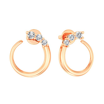 Серьги из красного золота с бриллиантами  (арт. Т011389020)