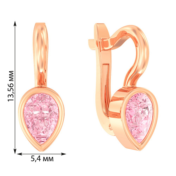 Детские золотые серьги с розовым фианитом (арт. 110499р) – изображение 2