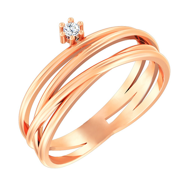 Золотое кольцо Синергия с фианитом (арт. 140763) – изображение 1