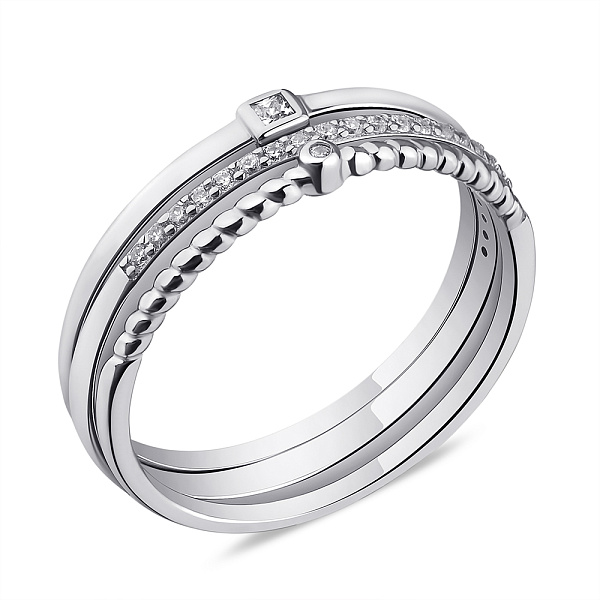 Серебряное тройное кольцо с фианитами (арт. 7501/6753) – изображение 1