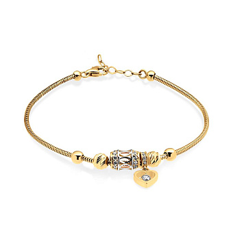 Золотой браслет с фианитами и подвеской "Сердце" (арт. 325099жП1)