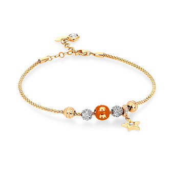 Фото Браслет з жовтого золота з фіанітами та емаллю (арт. 324511жеоржП1)