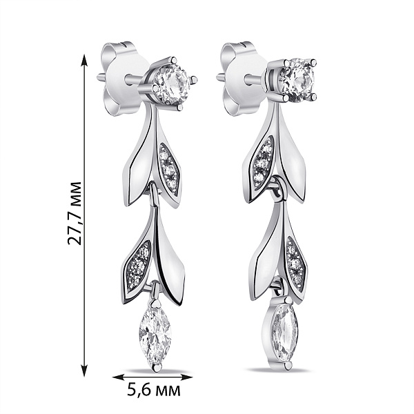 Серебряные серьги-трансформеры с фианитами (арт. 7518/6741) – изображение 2