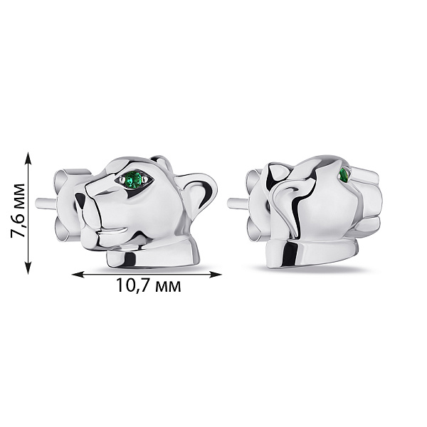 Серьги-пусеты из серебра в форме пантер (арт. 7518/6421аз) – изображение 2
