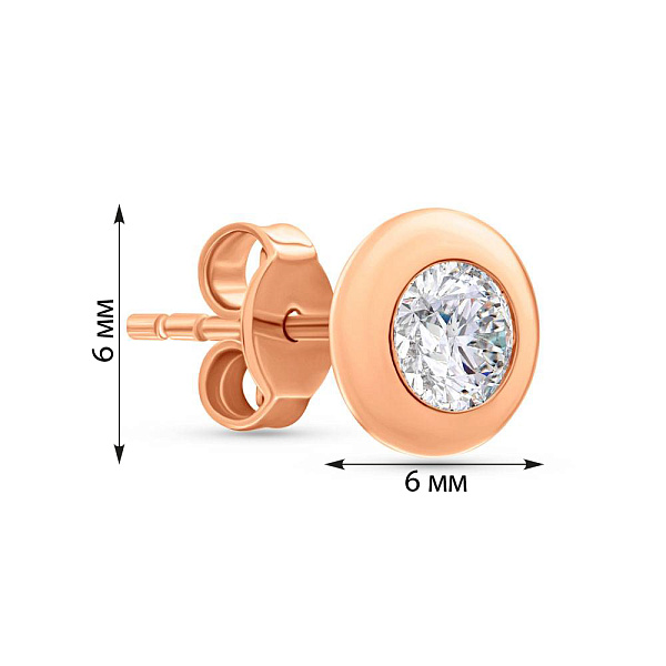 Золота одинарна сережка-пусета з фіанітом (арт. 100882Я) – зображення 2