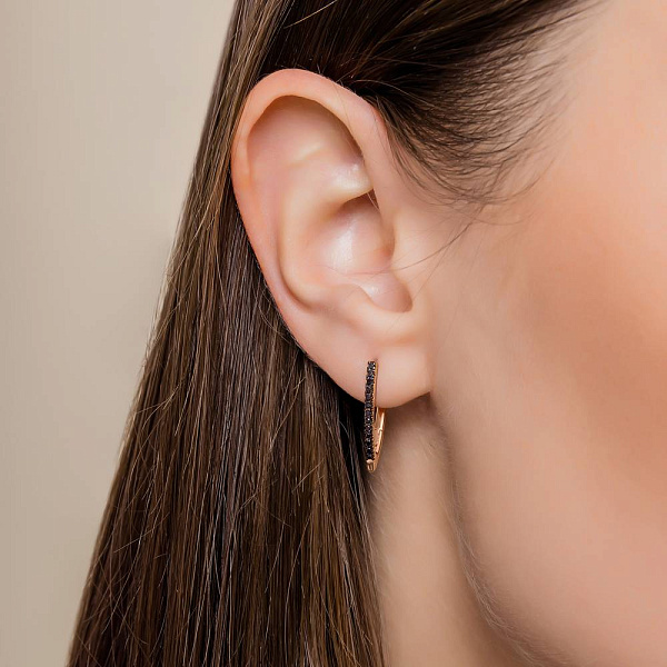 Серьги из красного золота с черными бриллиантами (арт. С011191015ч) – изображение 3