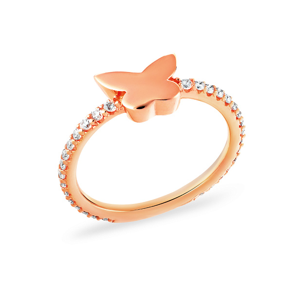 Золотое кольцо «Бабочка» с фианитами (арт. 153641) – изображение 1