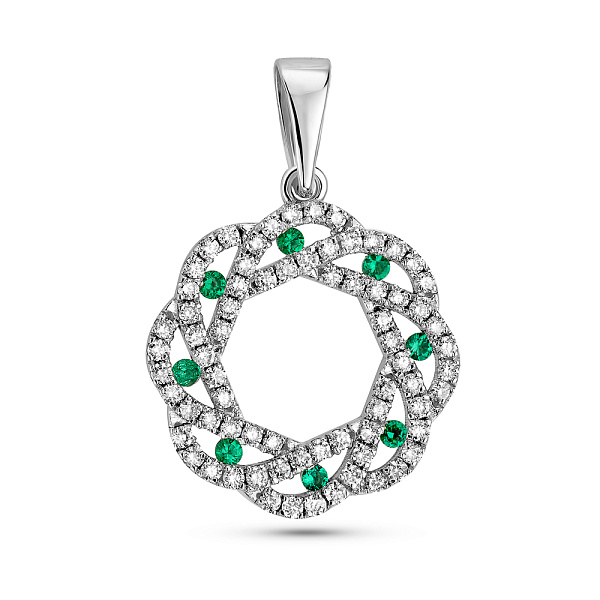 Золотой подвес с изумрудами и бриллиантами (арт. 3192089202и) – изображение 1