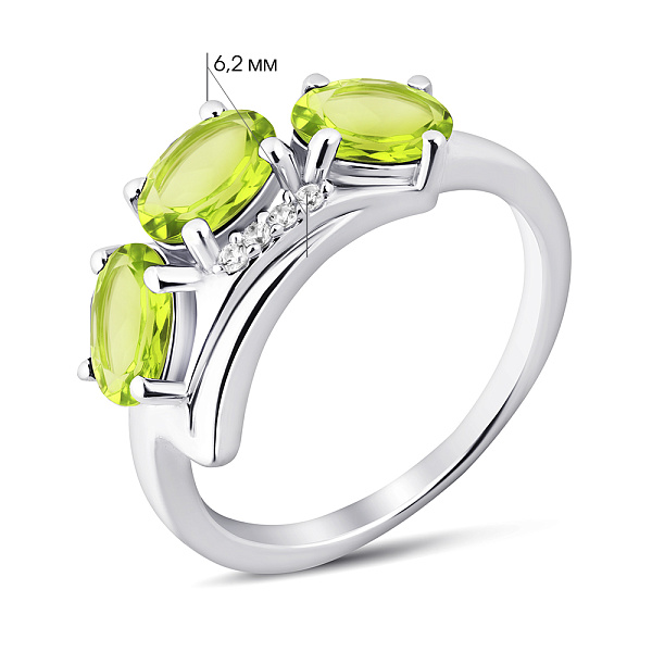 Серебряное кольцо с хризолитом и фианитами (арт. 7501/2193906Хрз) – изображение 2