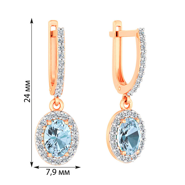 Золоті сережки з топазом і фіанітами (арт. 111159Пг) – зображення 4