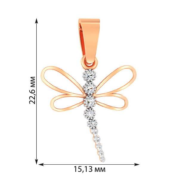 Золотая подвеска «Стрекоза» с фианитами (арт. 440454) – изображение 2