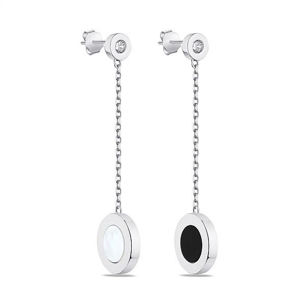 Серьги из серебра с двухсторонней подвеской (арт. 7518/5519оп) – изображение 1