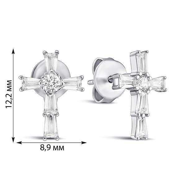 Серебряные серьги Крестики с фианитами (арт. 7518/7219) – изображение 2