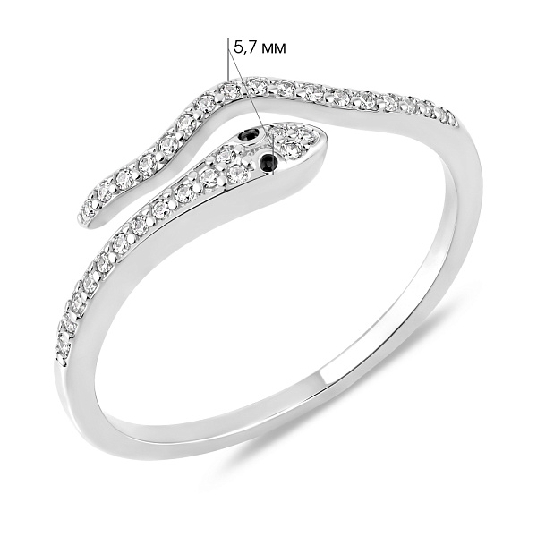 Серебряное кольцо Змея с фианитами (арт. 7501/8456ч) – изображение 2