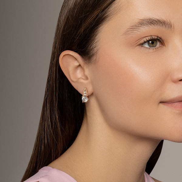 Серьги золотые с фианитами (арт. 111038) – изображение 3