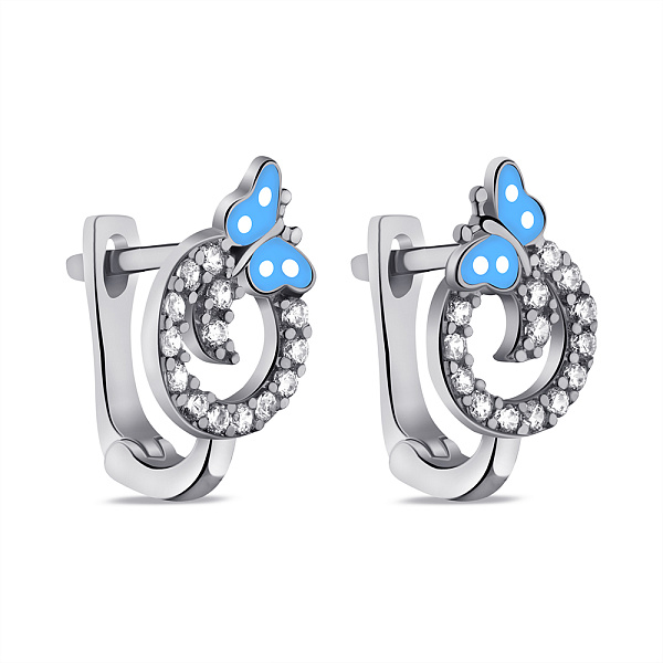 Серебряные детские серьги Бабочка с фианитами (арт. 7502/1227егб) – изображение 1