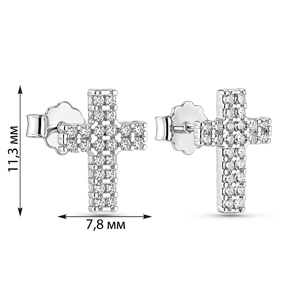 Серебряные пусеты Крестики (арт. 7518/7330) – изображение 2