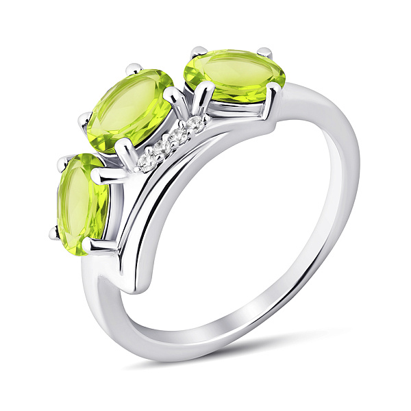 Серебряное кольцо с хризолитом и фианитами (арт. 7501/2193906Хрз) – изображение 1