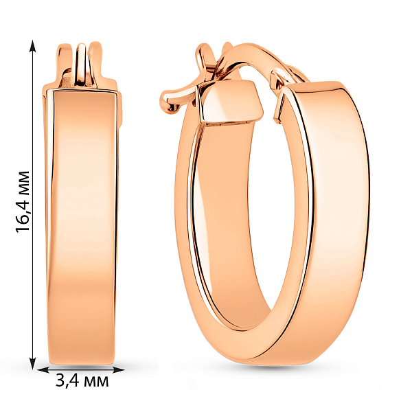 Серьги из красного золота без камней (арт. 101189/15) – изображение 4