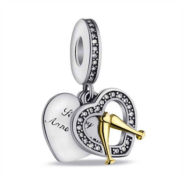 Серебряный шарм с фианитами и желитым родированием (арт. 7903/4253ж) – изображение 1