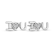 Фото Пусеты из белого золота I Love You с фианитами (арт. 111083б)
