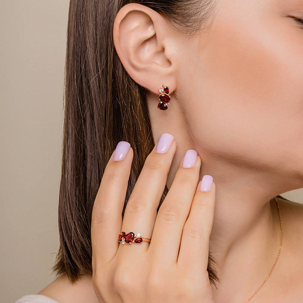 Кольцо из красного золота с гранатом  (арт. 141256Пк) – изображение 4