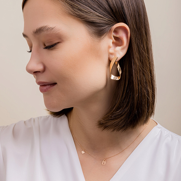 Серьги из красного золота без камней (арт. 101030/30м) – изображение 4