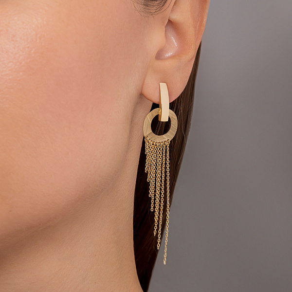 Длинные золотые серьги Francelli с подвеской (арт. 1092058ж) – изображение 2