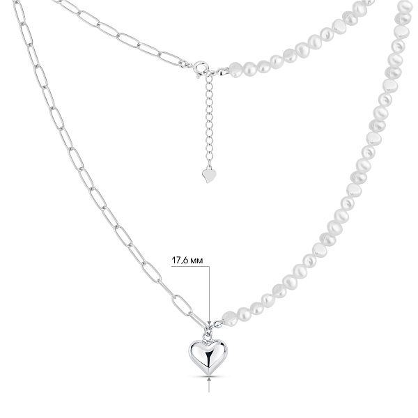 Срібне кольє з перлами (арт. 7507/2347жб) – зображення 3