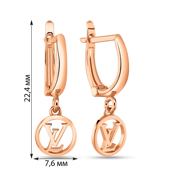 Серьги-подвески из красного золота (арт. 108488) – изображение 2