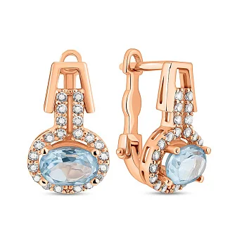 Сережки из красного золота с топазом и фианитами (арт. 101756Пл)