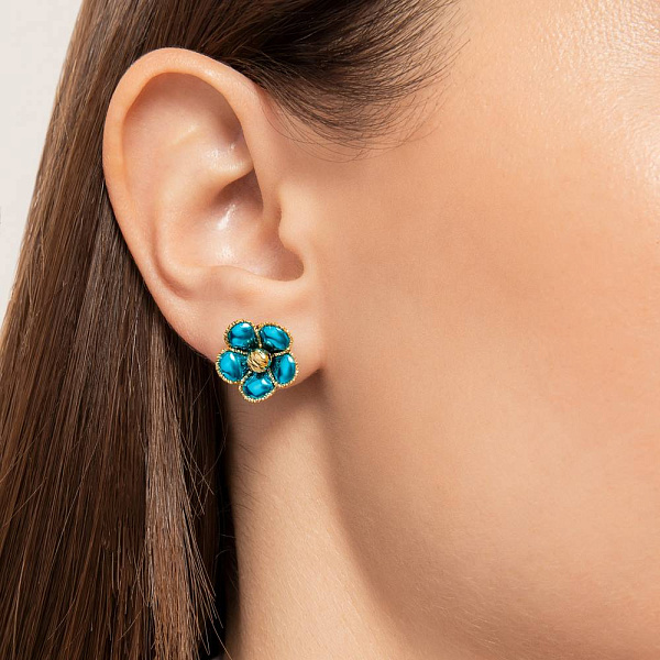 Серьги-пусеты Francelli Цветы из желтого золота (арт. 107381жг) – изображение 3