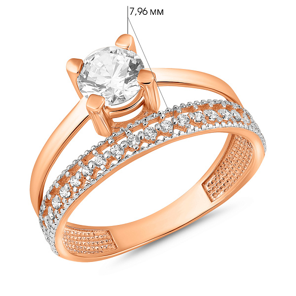 Золотое помолвочное кольцо с фианитами (арт. 140733) – изображение 4